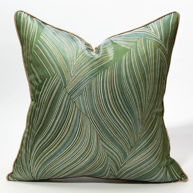 

Green High-precision Light Luxury Cushion Cover Modern and Minimalist Line Jacquard Pillow Covers Decorative Pillows Decor Home