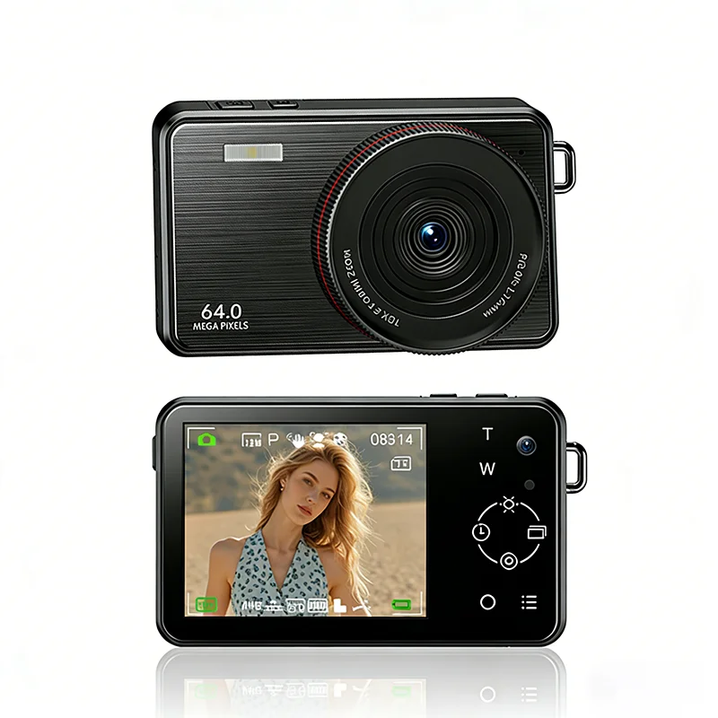 Fotocamera digitale 4K con messa a fuoco automatica, 64 MP ad alta definizione, doppia fotocamera touch screen IPS da 2,8 pollici, fotocamera digitale per bambini