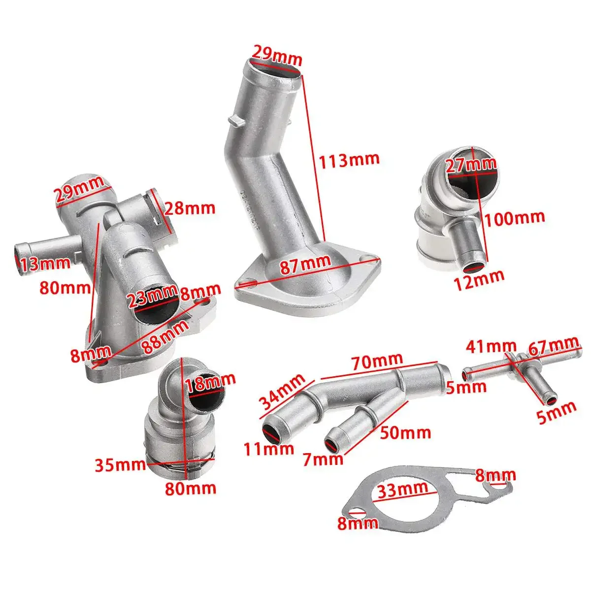 Car 6pcs/set Aluminum Coolant Flange Upgrade Kit for VW Golf MK4 Audi TT 2000-2002 Jetta GTI 1.8T 2000-2005 coolant flange upgrade kit