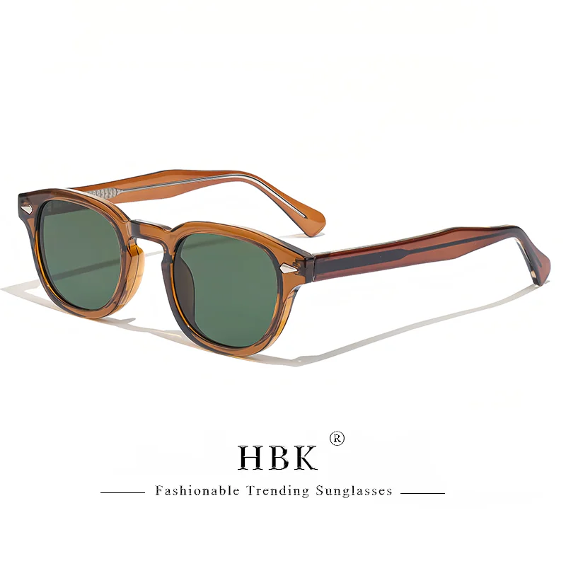 HBK Retro Round Men Sunglasses Punk Propionic Acid Pin Temple Luxury Sun Glasses Women Sports Leisure Party Eyewear UV400