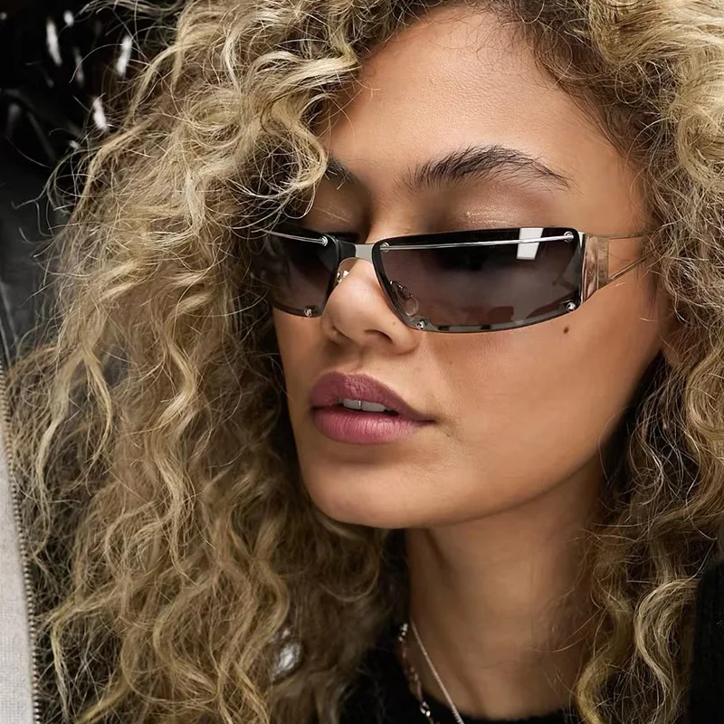 

Y2k Punk Sunglasses Women Futuristic Rimless Gradient Sun Glasses UV400 Ladies Men Fashion Small Wrap Around Eyewear Shades