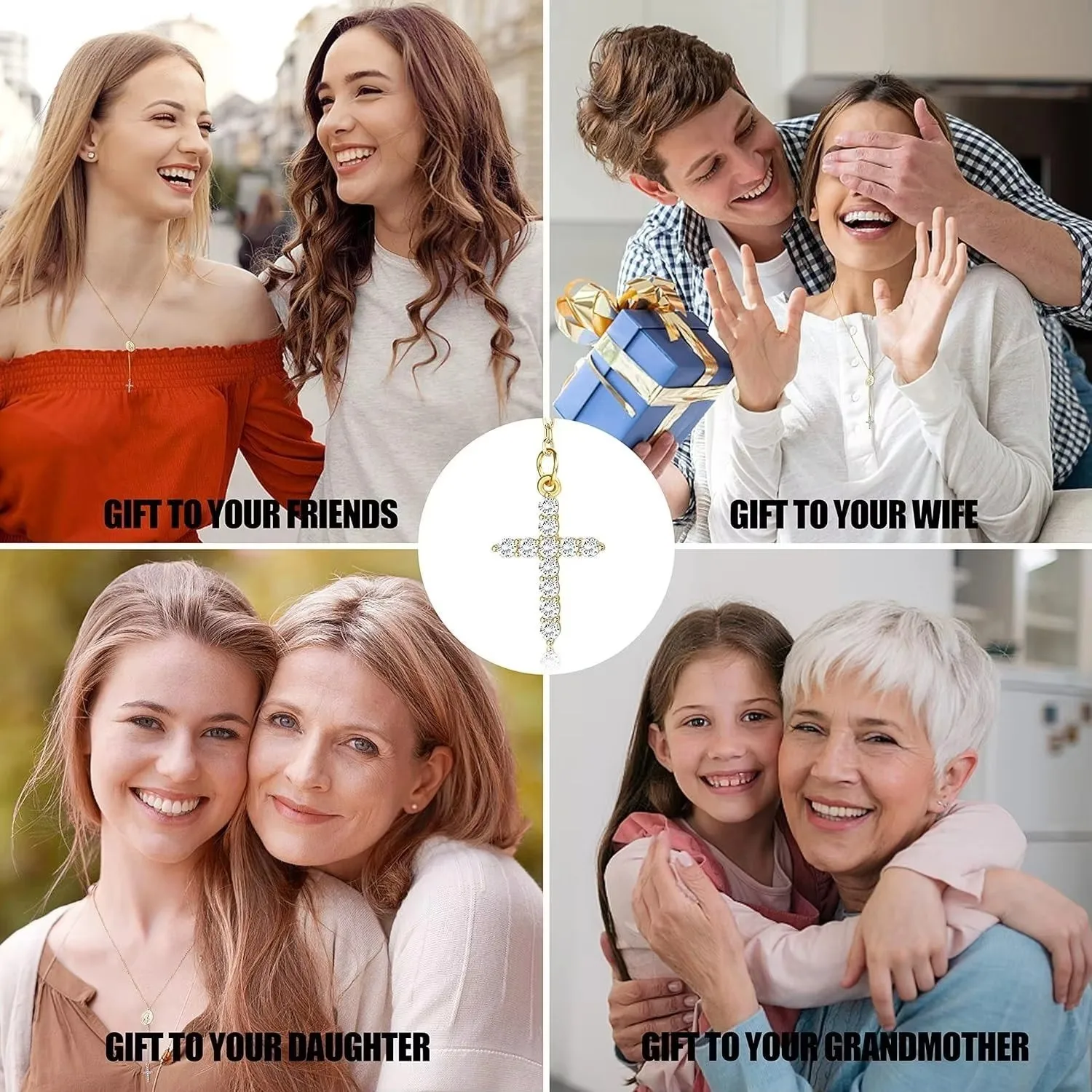 925 Sterling Silver Tiny Cross Necklace for Women Men 18K Gold Plated Religious Pendant Necklace Jewelry with Gift Box