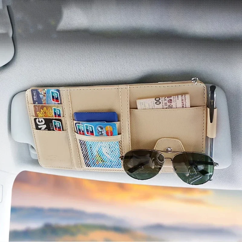 Car Accessories Car Visor Storage Bag PU Leather Universal