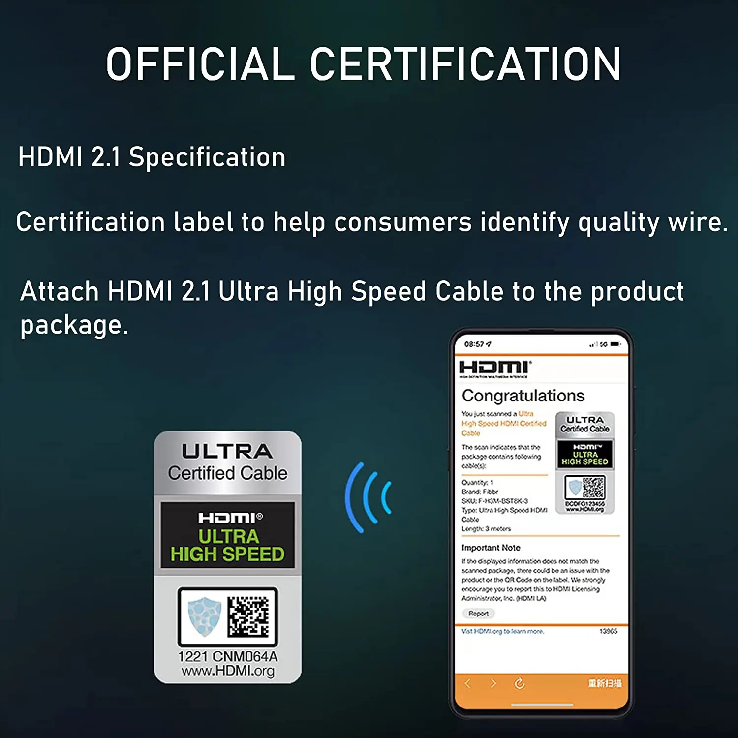 FIBBR 48Gbps HDMI 2.1 ȣȯ ̺ ʰ 8K ̺, 8K @ 60HZ 4K 120Hz 10K DSC  ̳ HDR/eARC/VRR 