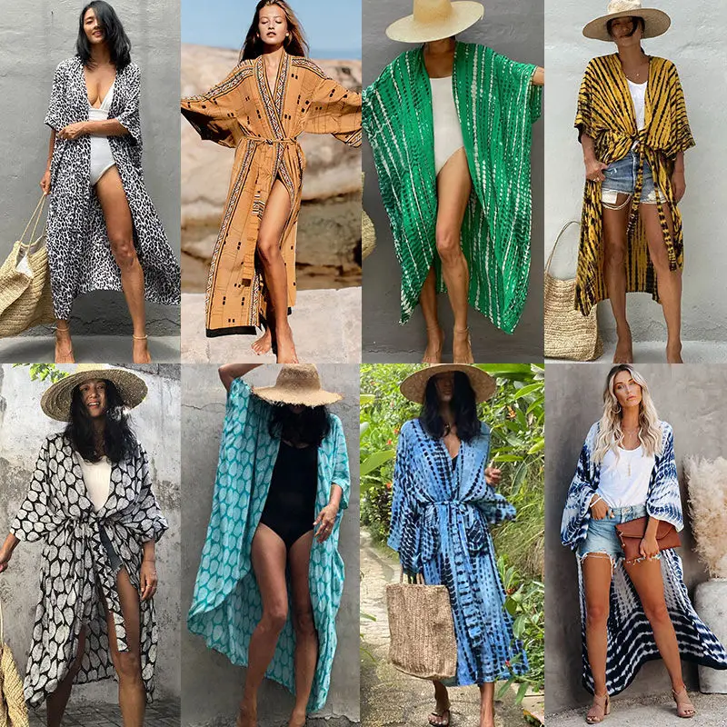 

Summer New Fresh and Breathable Beach Cardigan Thin Natural Printing Chiffon Women's Long Scarf Sunscreen Women's Scarf YC634