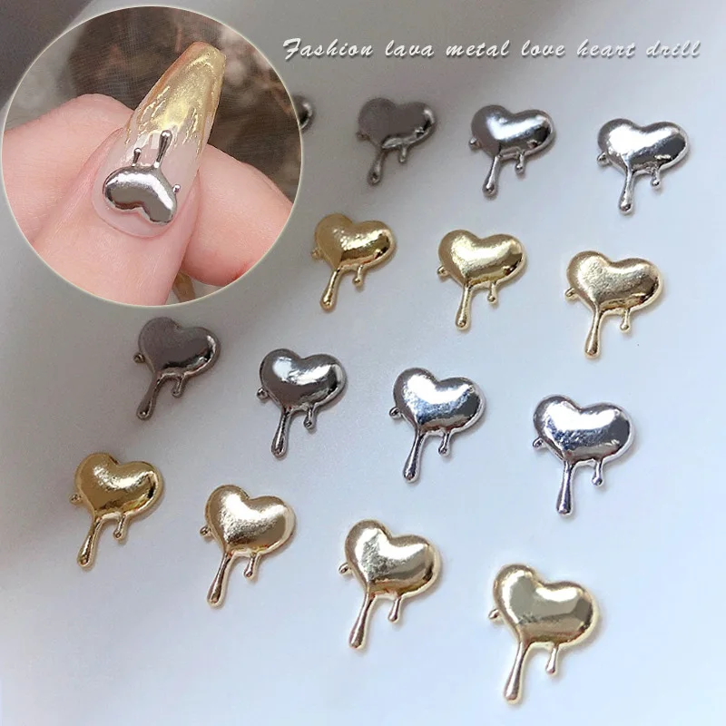 20pcs Luxury Alloy Heart Nail Art Charms 3D Heart Silver/Gold/Rose  Rhinestones Nail Decorations DIY Gems Manicure Accessories - AliExpress