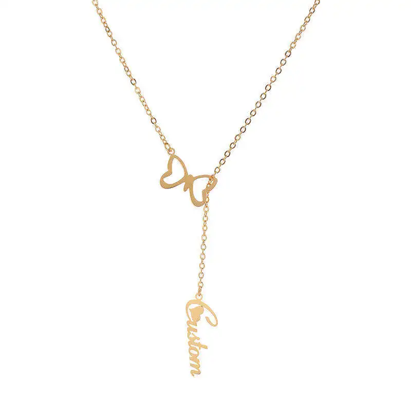 

Индивидуальное ожерелье, милое ожерелье с именем бабочки, ожерелье из нержавеющей стали с позолотой 18 карат