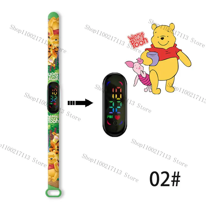 Disney Winnie the Pooh children's watches cartoon print strap LED touch waterproof Sports electronic kids watch birthday gifts 6