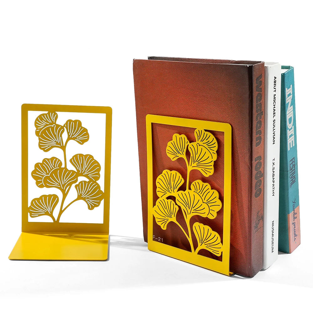 3 Style Ginkgo Leaf Metal Bookends Office Desktop Home for Book Lovers Book organizer book holder book stand book terminal