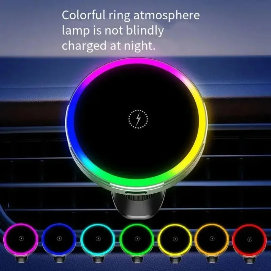 VIKEFON New ice Cooling Magnetic Wireless Car Charger Car Phone Holder Fast Charging Station for iPhone 16-12 Pro Max MacSafe