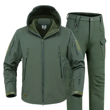 Oulylan Waterproof Suits Fishing Warm Hiking Camping Tracksuits Set Hood Coat S-4XL Winter Autumn Tactical Jackets Elastic Men 6