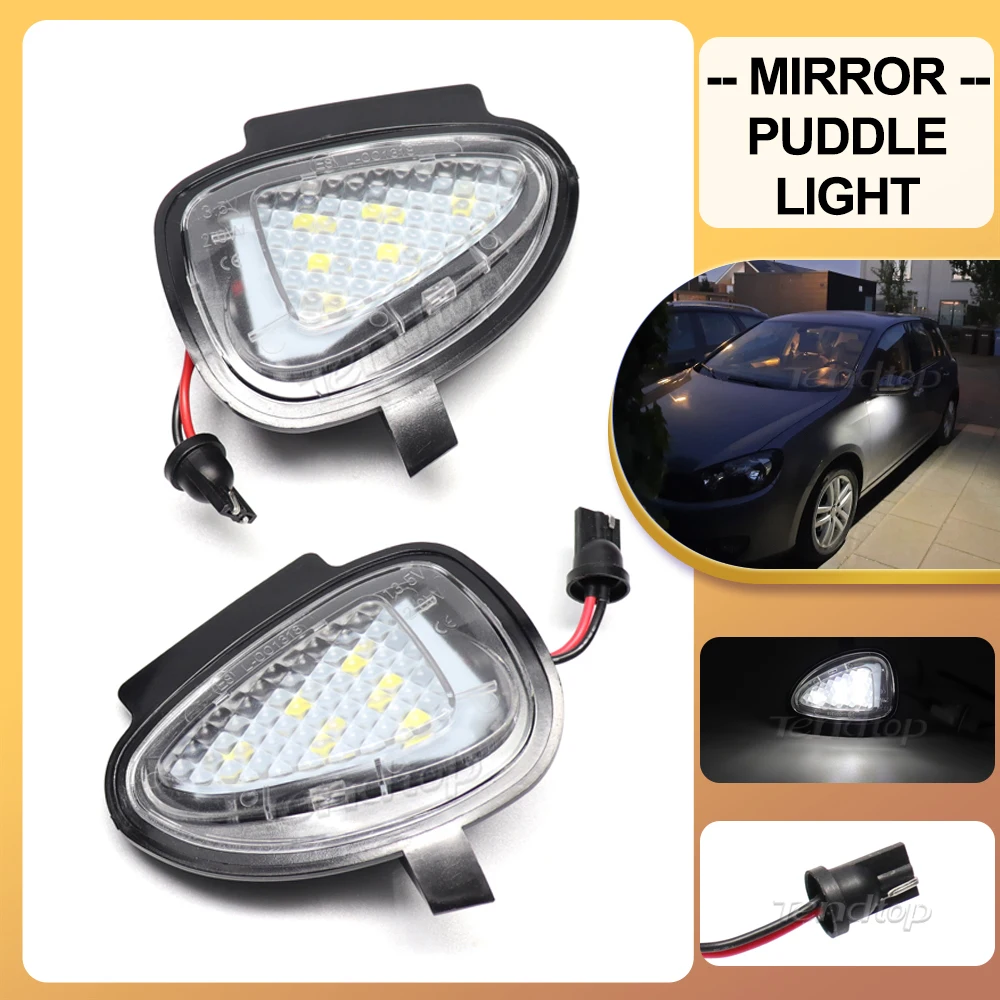 

2Pcs Error Free White Led Under Side Rearview Mirror Puddle Light For VW Golf 6 MK6 GTI Touran 2011-2014 Passat B7