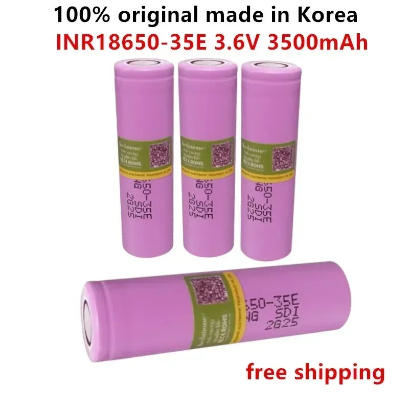 

100% Original made in Korea18650 3500mAh 20A discharge INR18650-35E 3.7v 18650 battery 3.7V rechargable Battery+free shipping