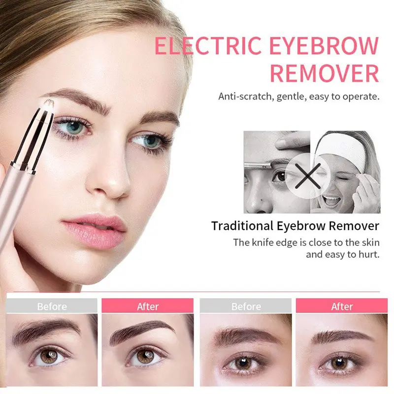 Electric Trimmer Women Eyebrow Pencil Automatic Hair Removal Beauty Battery Model 3
