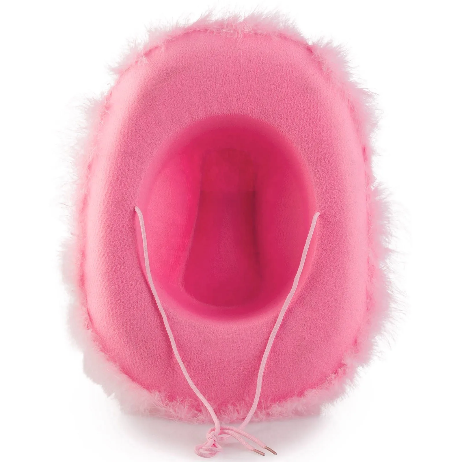 Vintage Cowboy Hat Fluffy Feather Brim Cowboy Hat Top Pink Cowgirl Festival Party Fashion Y2K Girls Accessories