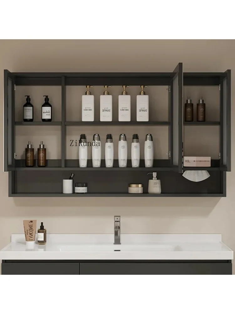 Mirror Cabinet Solid Wood Smart Bathroom Wall Mounted Mirror Cabinet Simple Bathroom Furniture Meuble Evier