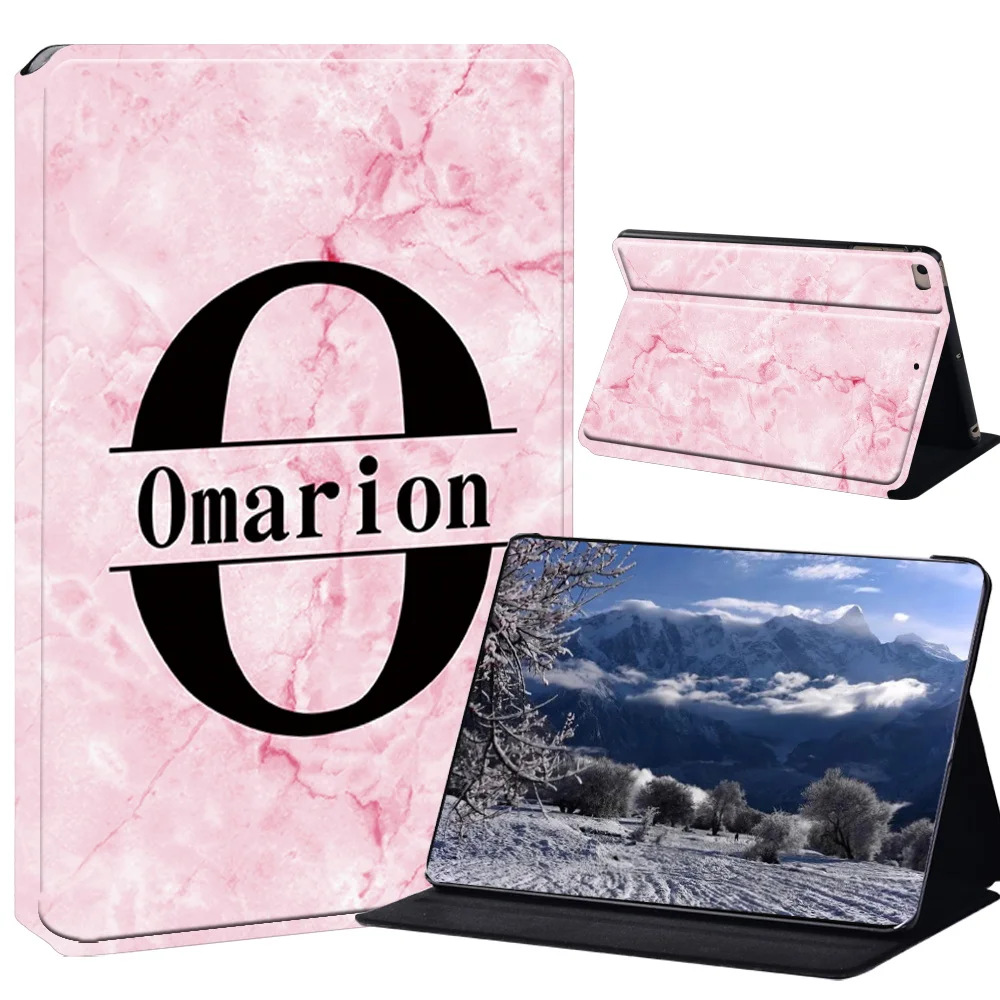 Elegant Marble Initial PU Leather Stand Case for Tablets - A to Z Letters