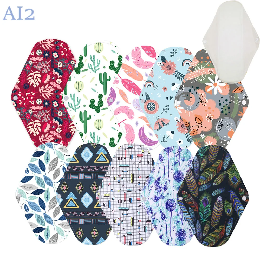 3PCS Bamboo Cotton Menstrual Pads Reusable Soft Sanitary Napkins Washable Print Cloth Pads Durable Menstrual Nursing New