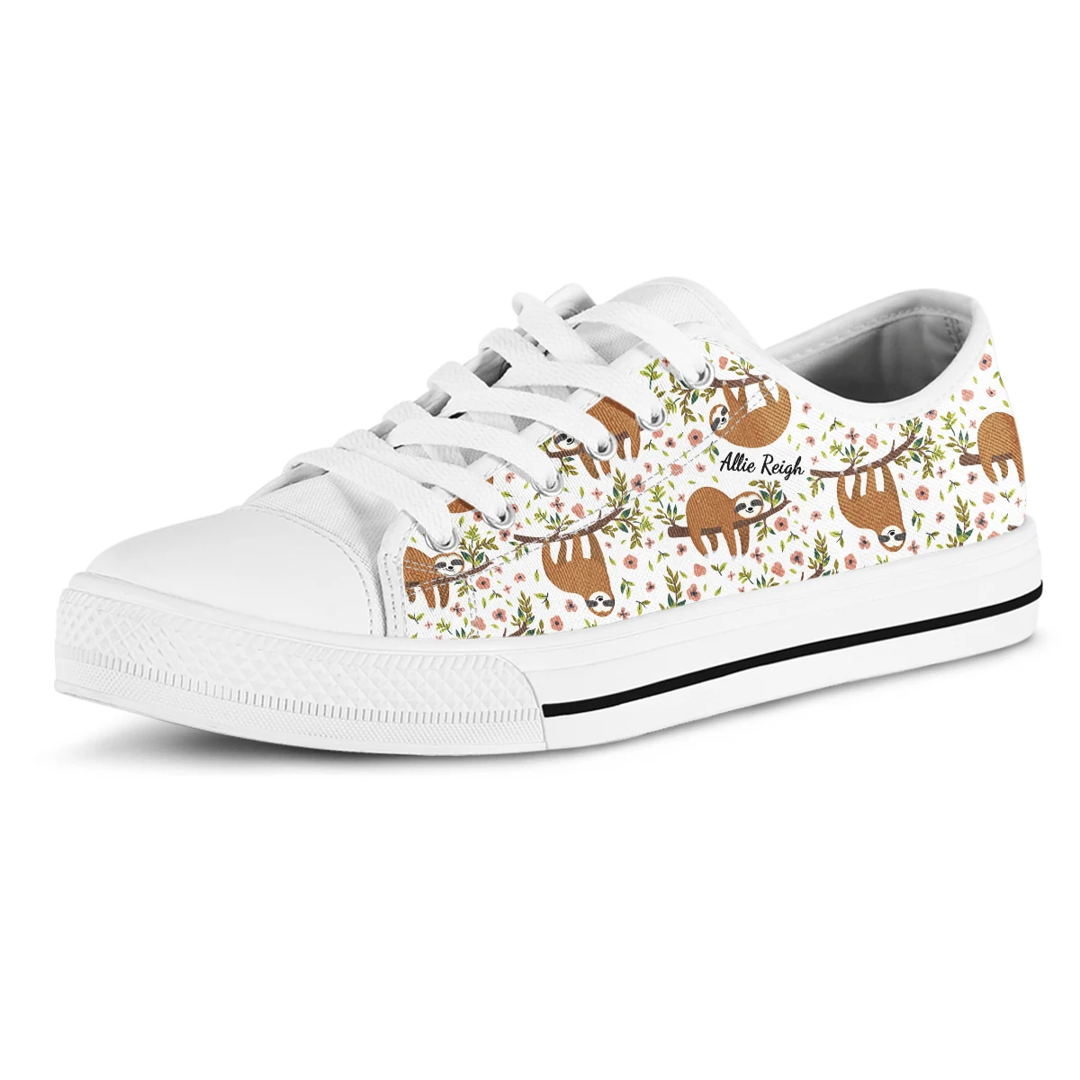 Cartoon Sloth Unisex Women Shoes Casual Sneakers Lace Up Low Style Breathable Comfortable Rubber Sneakers