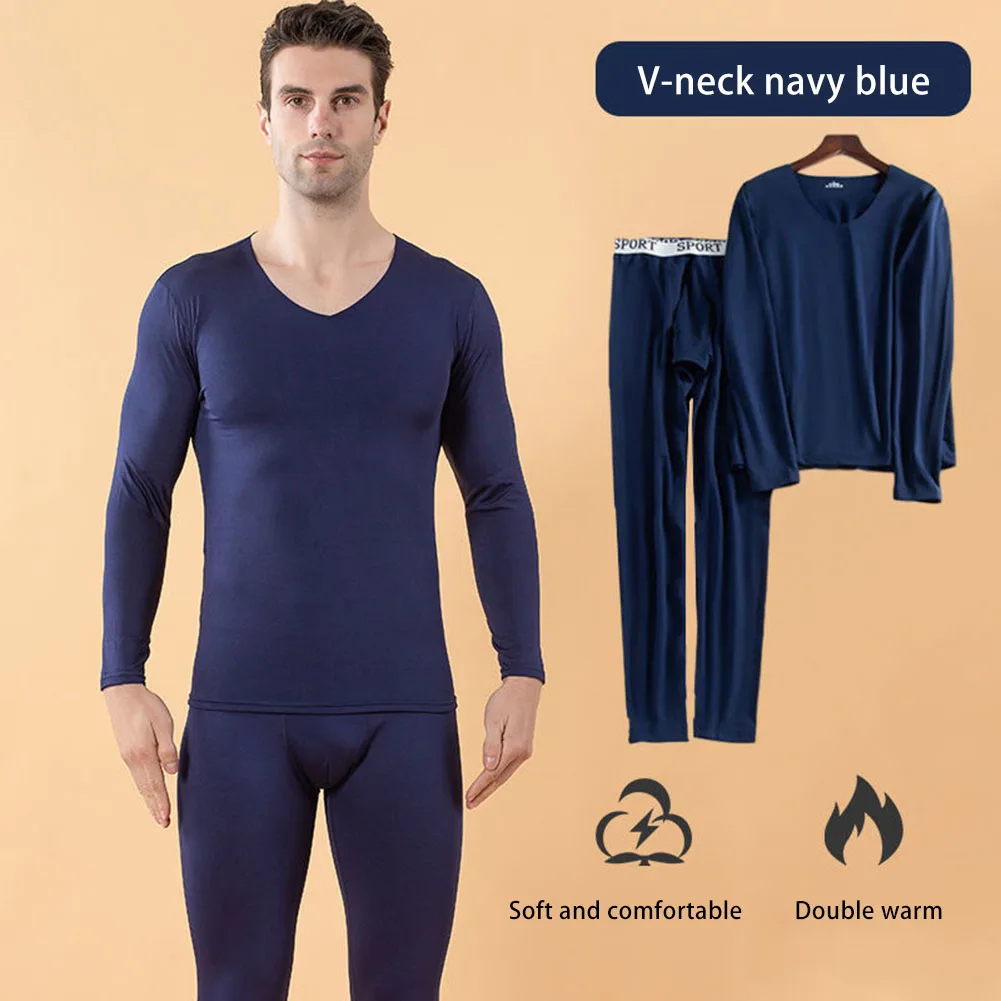 Men Long Johns Suit Silk Seamless Autumn And Winter Thermal Underwear ...