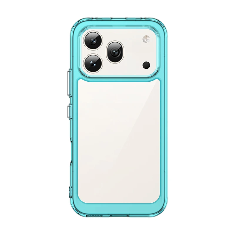 Transparent Hard PC Phone Case with Candy Color Frame & TPU Silicone Shockproof Bumper