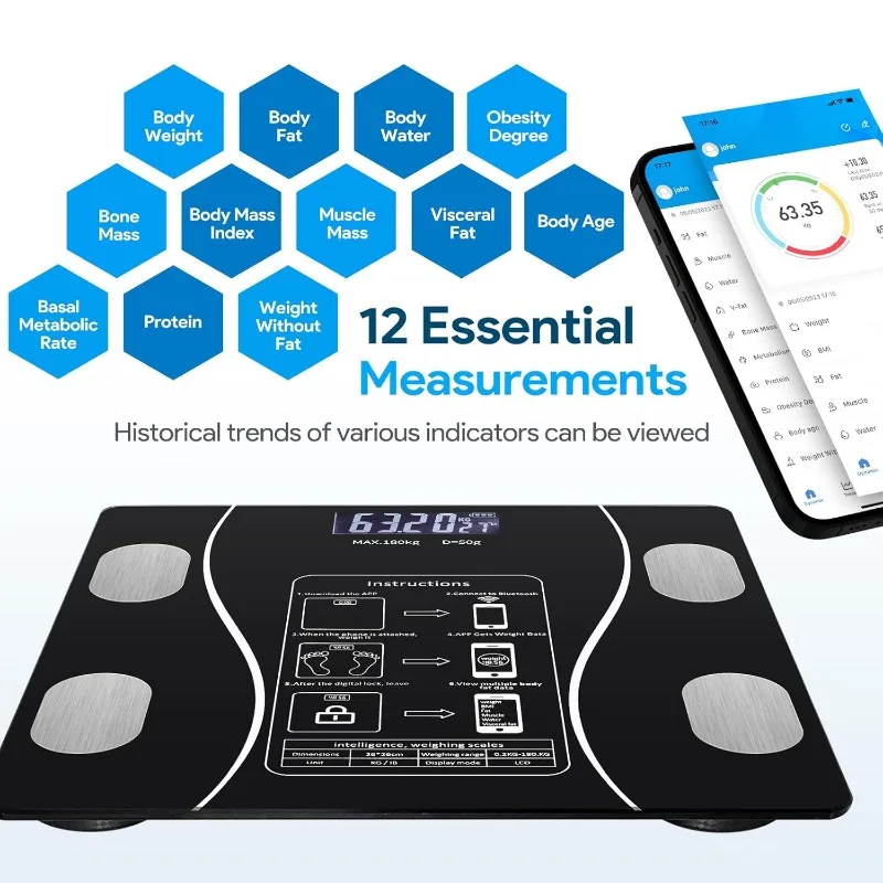 Special Electronic Scale for Body Management and Fat Loss Bluetooth Body Fat Scale with Smartphone App Home Weight Scale 3