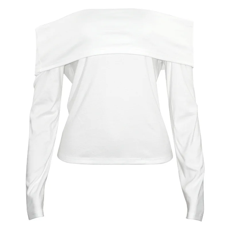 セクシーでスパイシーなガールズW192TP、ピュアカラーのワンショルダーロングスリーブベルベット、肩出しレディースTシャツトップ、ストリートスタイル、トレンディ