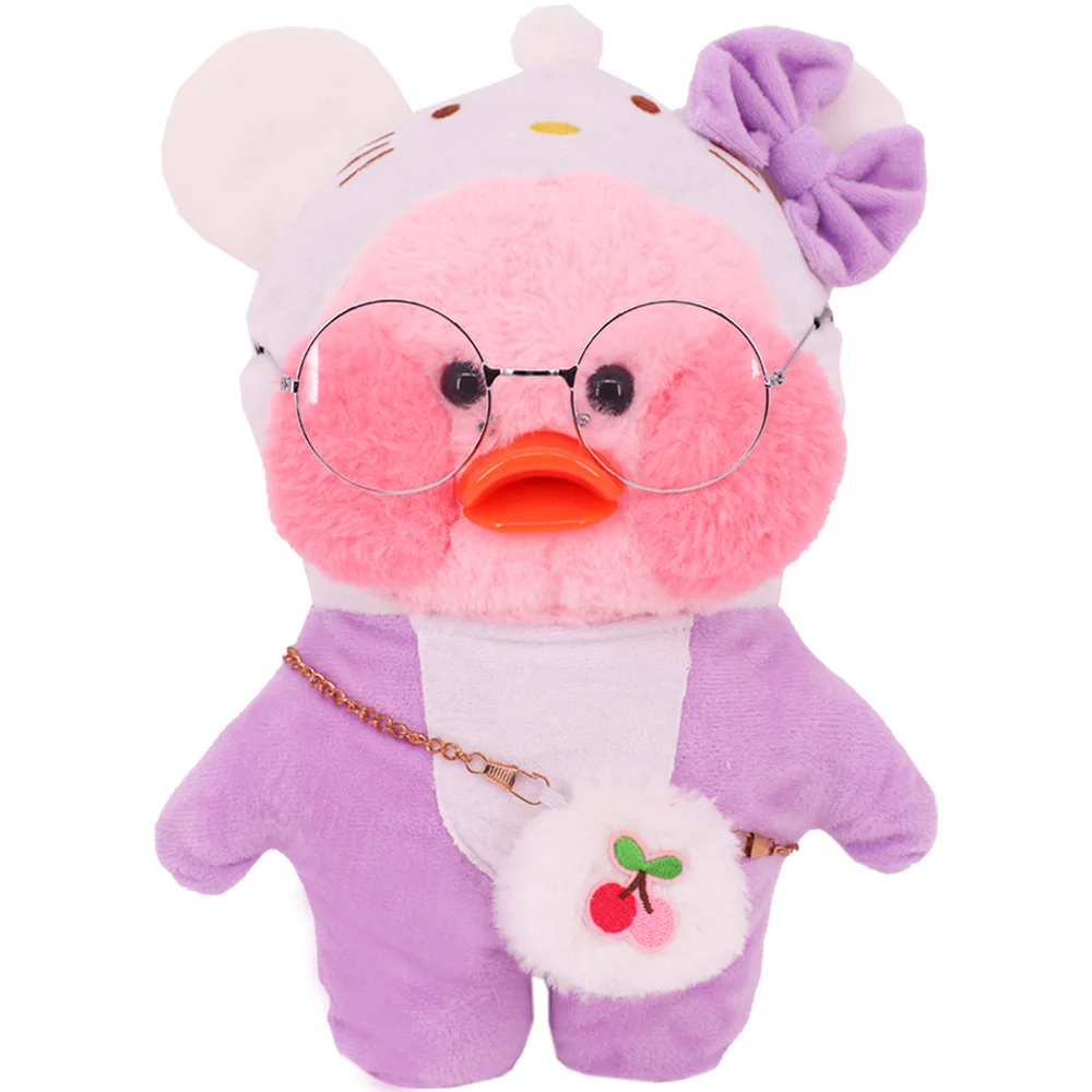 30Cm Lalafanfan Yellow Duck Plush Animal Clothes Purple Series Kawaii Cute Hoodie Sweater Bag Glasses Headdress Children Gifts Doll Clothes Plush Toy Accessories