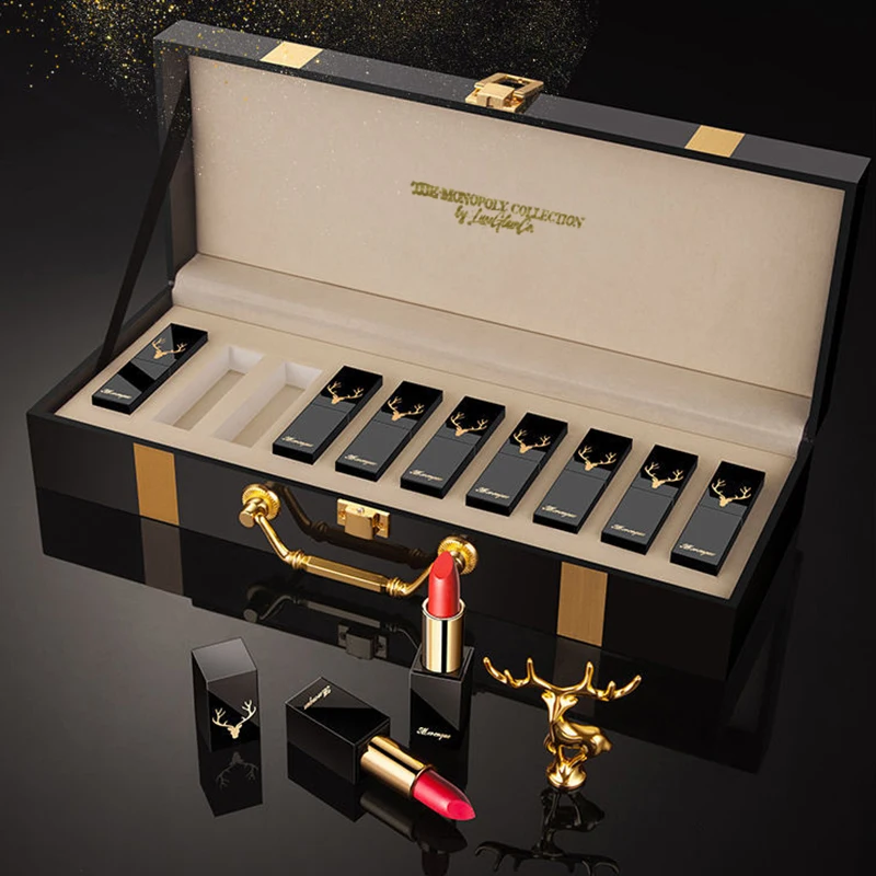 Luxurious Deer Christmas Lipstick Makeup Set 10pc Long Lasting and