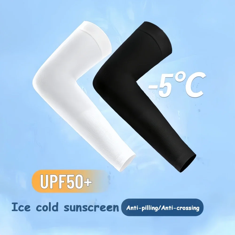 1 Pair Driving Sun Protection Sleeves Sports Outdoor Riding Arm Guards Comfortable Breathable Ice Silk Sleeves Cycling Protect