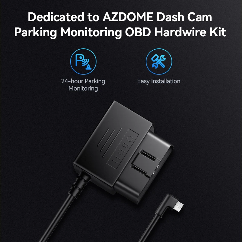Dash Cam Hardwire Kit Con USB 5V 3A Per OBD | Cavo 3,5m Con Protezione Bassa Tensione Per Veicoli 12V/24V, Alimentazione Continua 24h