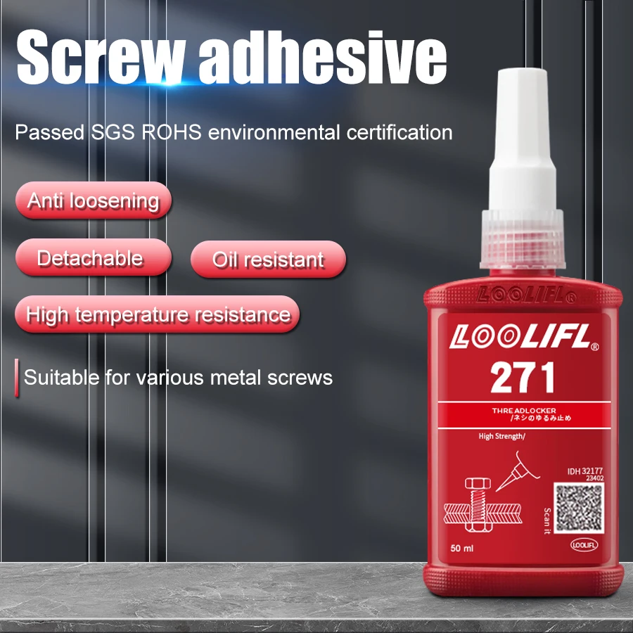 LOOLIFL 271 50ml Super sticky Threadlocker Anti-loosening Fastening Glue Screw Adhesive  Anaerobic Glues Fastening Sealant 6