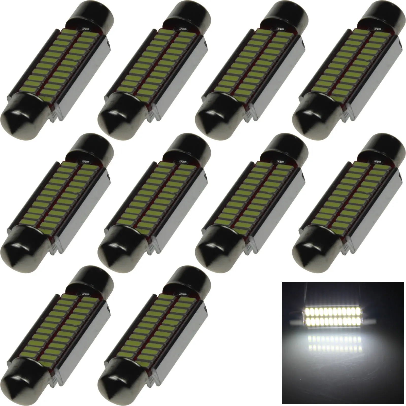 

10x Белый RV 42 мм фестон Blub боковая лампа 24 излучателя 4014 SMD СВЕТОДИОДНЫЙ 560 Z20434