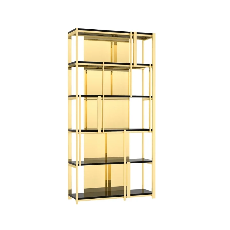 Modern office bookshelf living room partition display shelf Nordic luxury bookcase stainless steel floor shelf