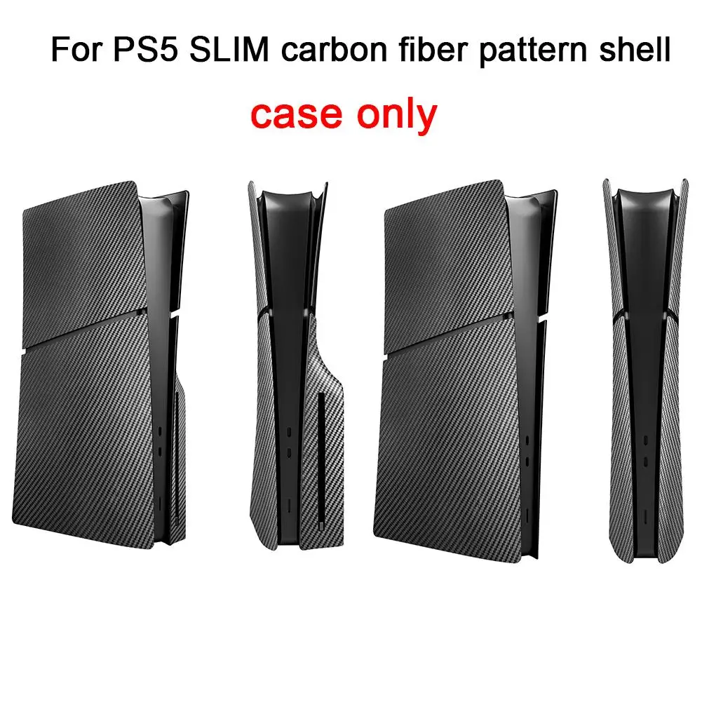 Wzór z włókna węglowego obudowa konsoli zamiennik dla PS5 Slim Disc Edition wersja płyty czołowej akcesoria odporne na zadrapania do gier