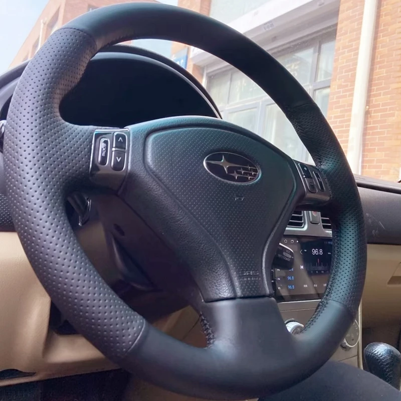 DIY Black Artificial Leather Steering Wheel Covers Wrap For Subaru Forester 2005-2007 Outback 2005 2007 Legacy 2005-2007 2