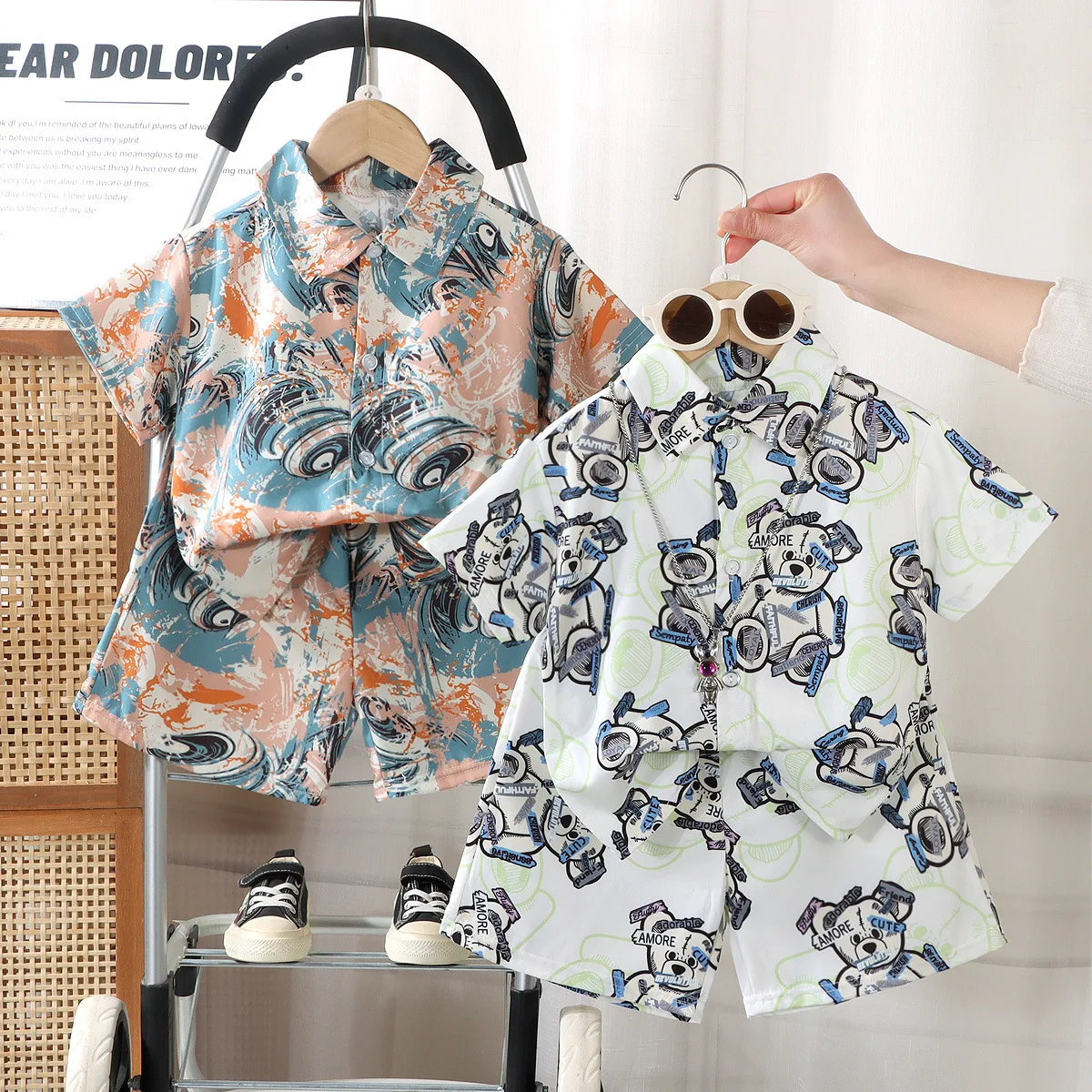 0-8Y Kids Baby Boy Clothes Summer Floral Print Sets 2Pcs Short Sleeve Shirt+Shorts Child Boy Beach Wear Casual Outfits 1