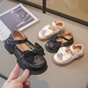 2024 Summer Fashionable Cute Round Toe Breathable Bow Sandals Comfortable Solid Color Casual Girls Lightweight Walking Shoes 1