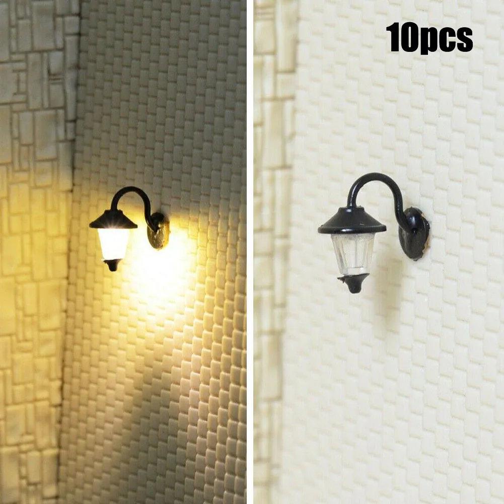 10pcs Wall Lamps LED Street Lamps 1-Lamp For H0 Houses Building Steel Column Model Lampposts Home Garden Decorative Wall Lamp
