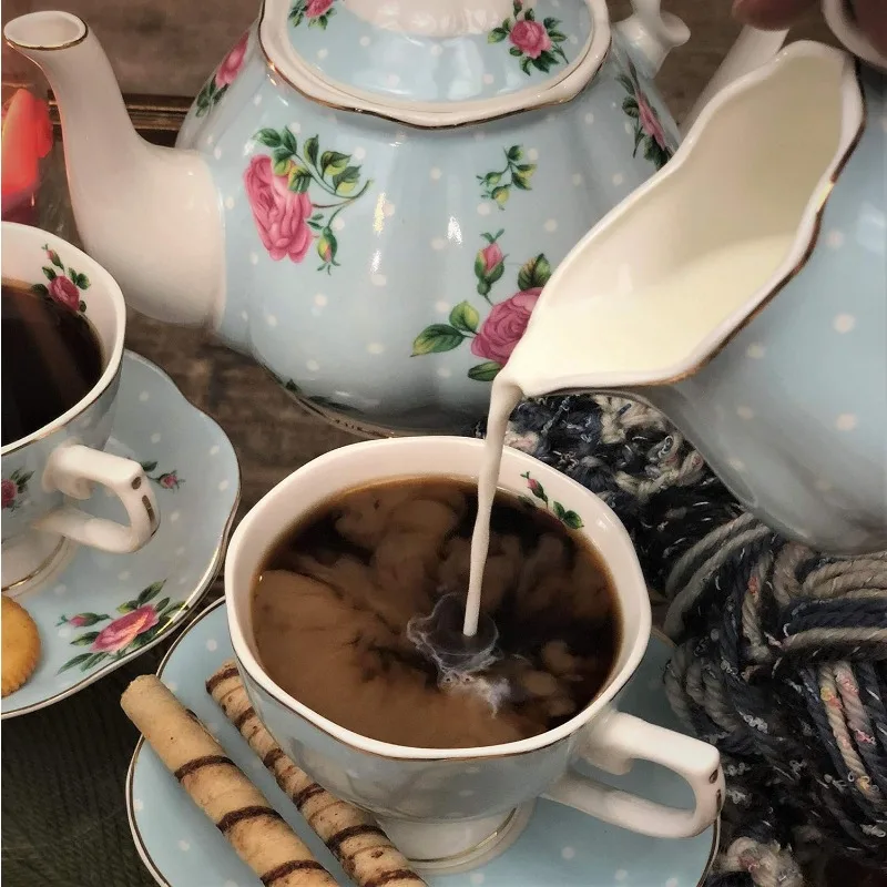 BTaT- Floral Tea Set, Tea Cups (8oz), Pot (38oz), Creamer and Sugar Set, Gift Box, Sets for Women, Cups