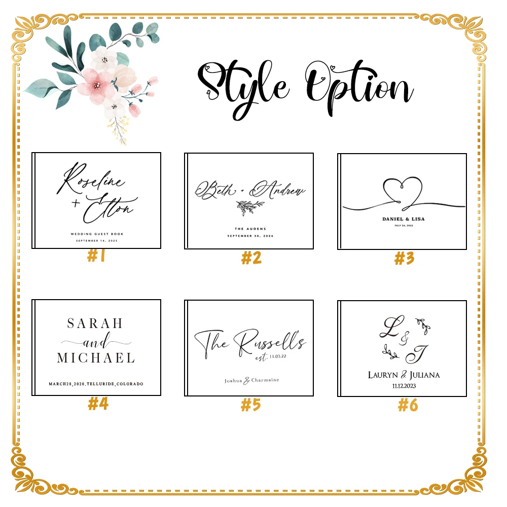 Personalized Wedding Guest Book Simple Elegant Wedding Reception Signing Book Landscape Foil Chrome Keepsake