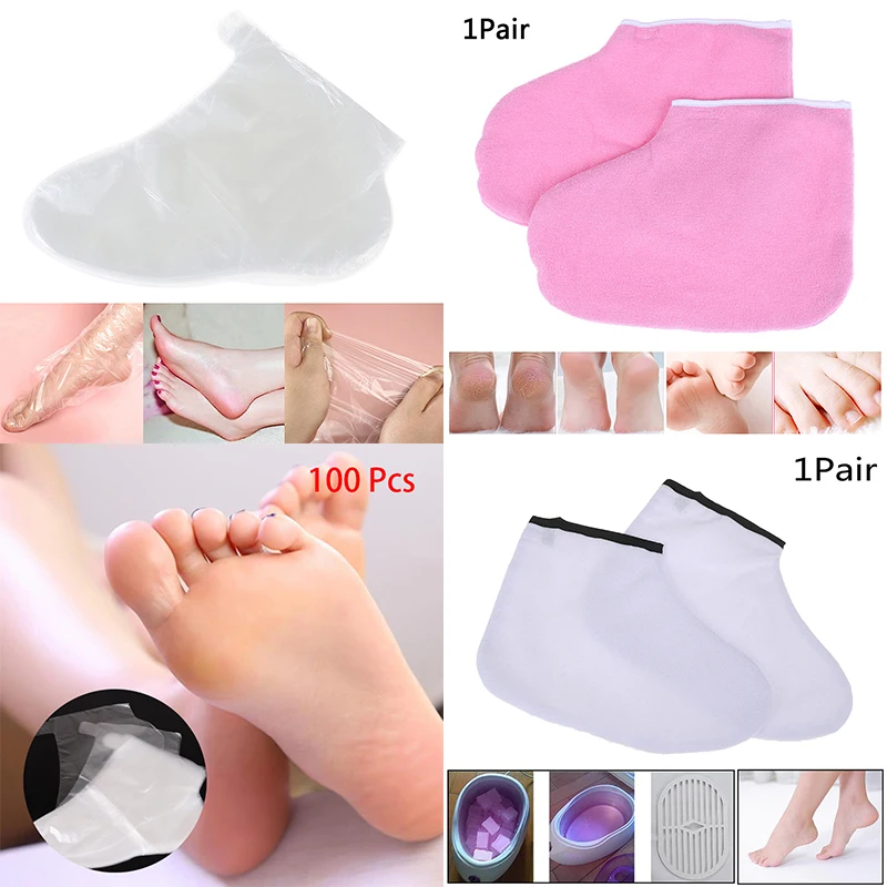 

2/100pcs Professional Paraffin Wax Protection Leg Foot Gloves for Warmer Wax Heater Mini SPA Pedicure Sock Exfoliating Socks