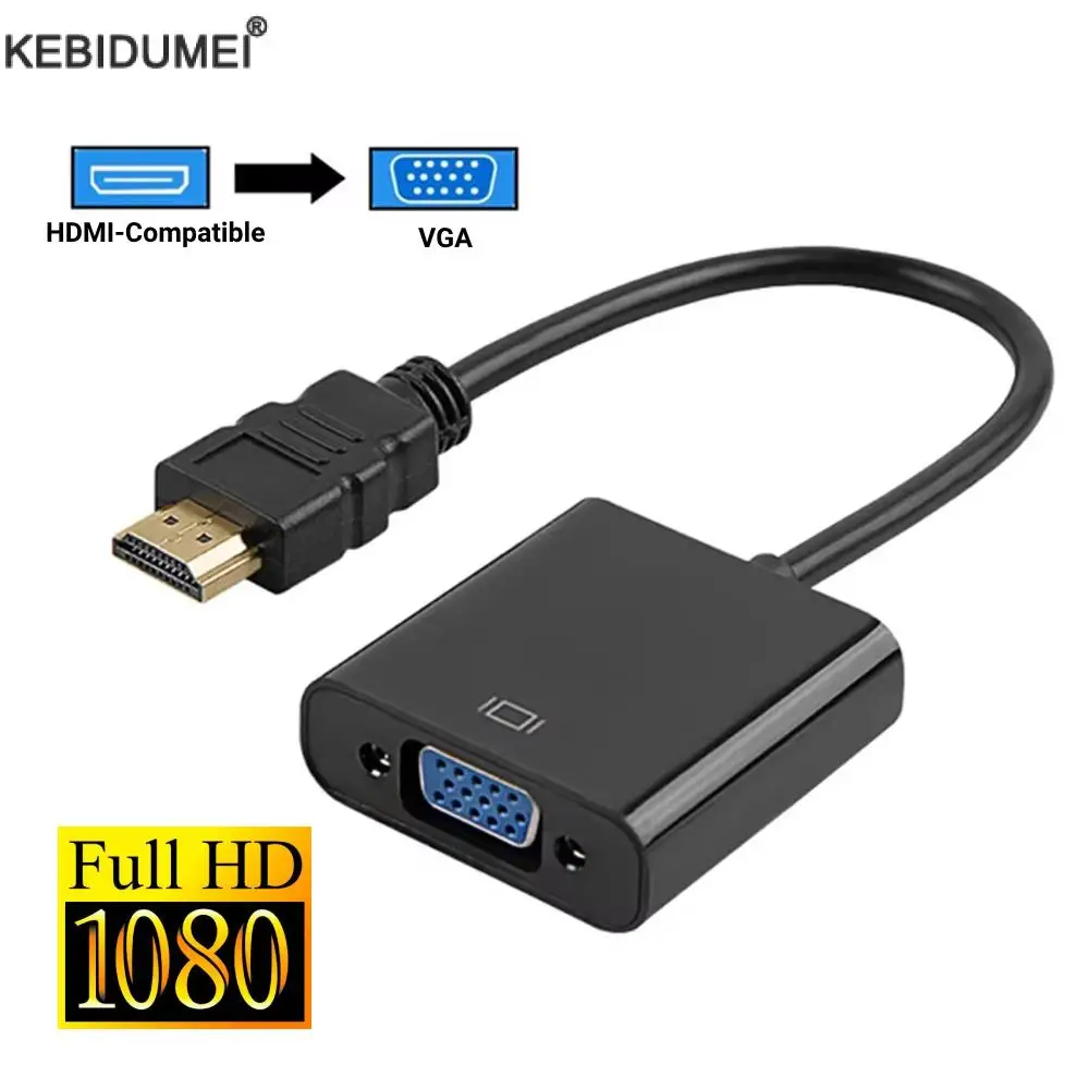 HD 1080P HDMI-Compatible To VGA Cable Adapter HDTV Male To VGA Female Converter HD Scaler Video Cable Cord For PC Laptop