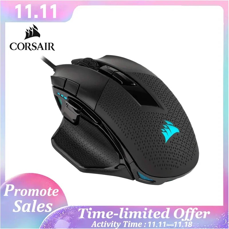 

Corsair Nightsword RGB - Comfort Performance Tunable FPS/MOBA Optical Ergonomic Gaming Mouse with Backlit RGB LED, 18000 DPI,