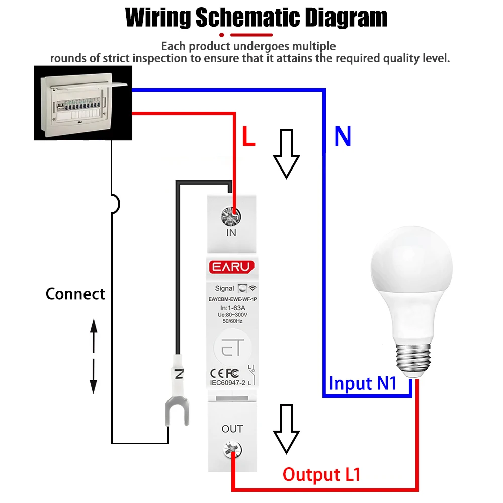 1P eWeLink WIFI Smart Energy Meter Power Consumption kWh Meter Circuit Breaker T
