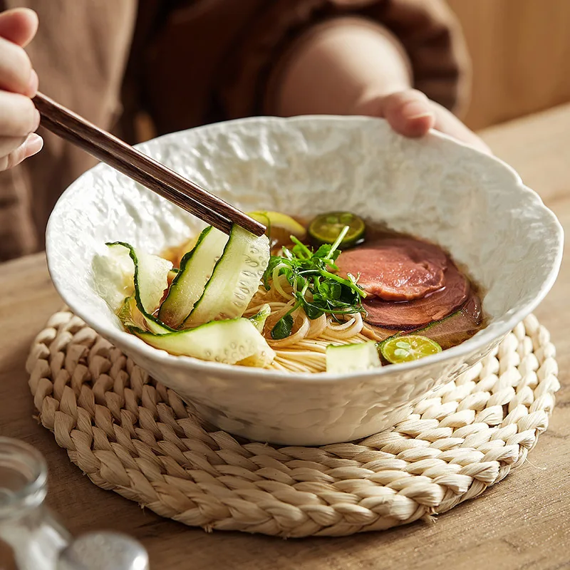 

Rock Pattern Soup Bowl Household Large Hat Salad Noodles Bowl Creative Ceramic Instant High Sense Characteristic Hotel Tableware