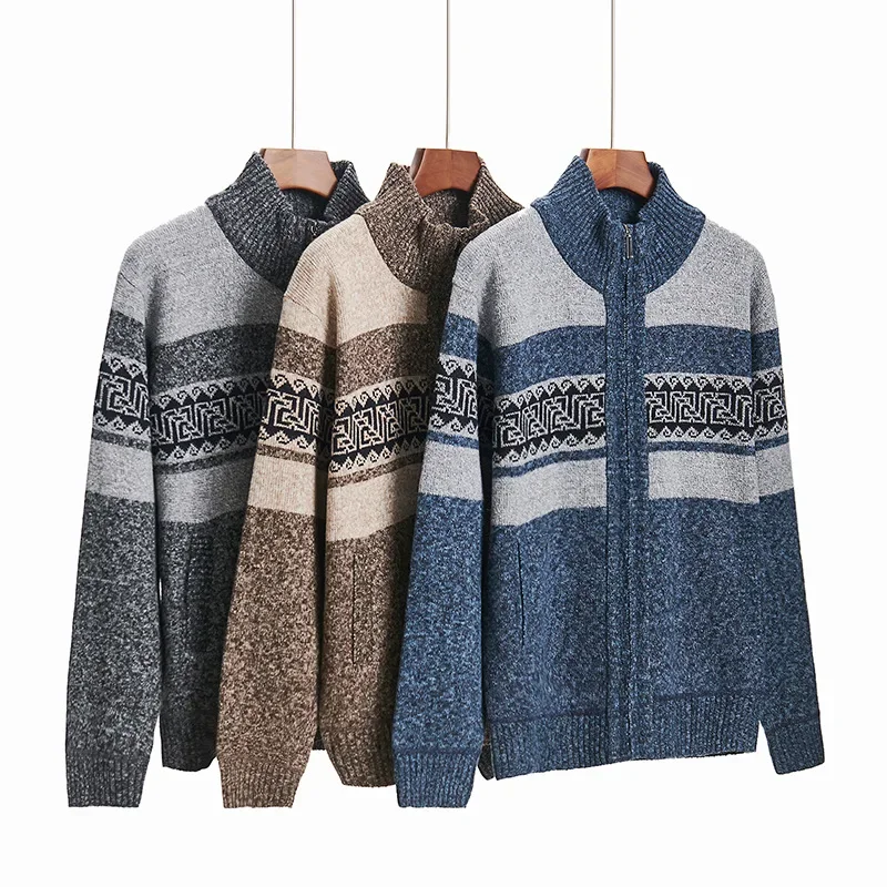 Men Autumn Winter Cardigan Sweater Coats Male Thick Faux Fur Wool Sweater Casual Knitwear Large L-3XL Mens Sweater Jackets