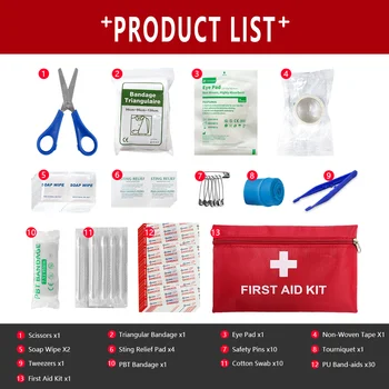 64pcs Mini Emergency Household First Aid Bag Travel Camping Car Outdoor Rescue Survival Kit Portable Case Storage
