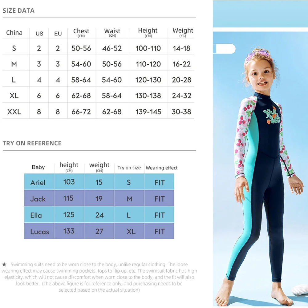Children's Wetsuit Girl's Sunscreen Long Sleeve Quick Drying Swimsuit Kid's Anti-jellyfish Swimming Surfing Floating Diving Suit