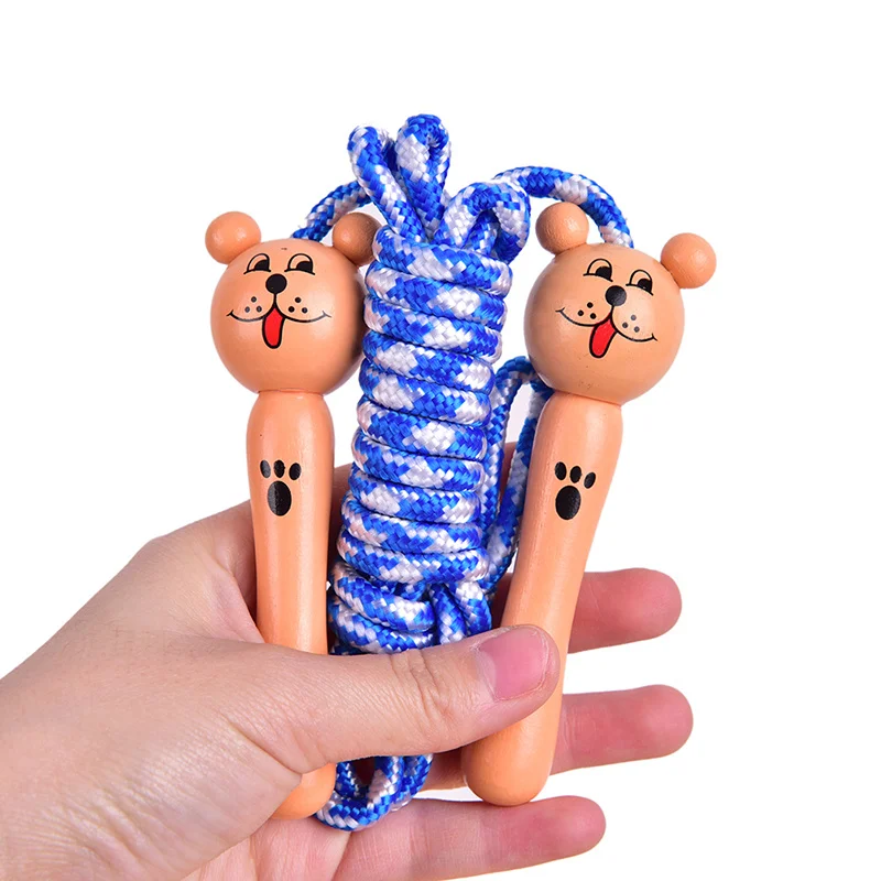 2PC Children's Cute Cartoon Animals Wooden Skipping Rope Fitness Equipment Sports Outdoor Sports Kids Education Exercise Nourish